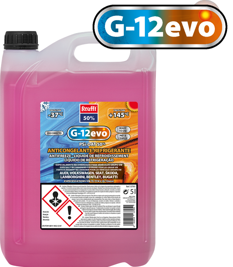 krafft Anticongelante Coche 40% G12 EVO Líquido Refrigerante Rosa